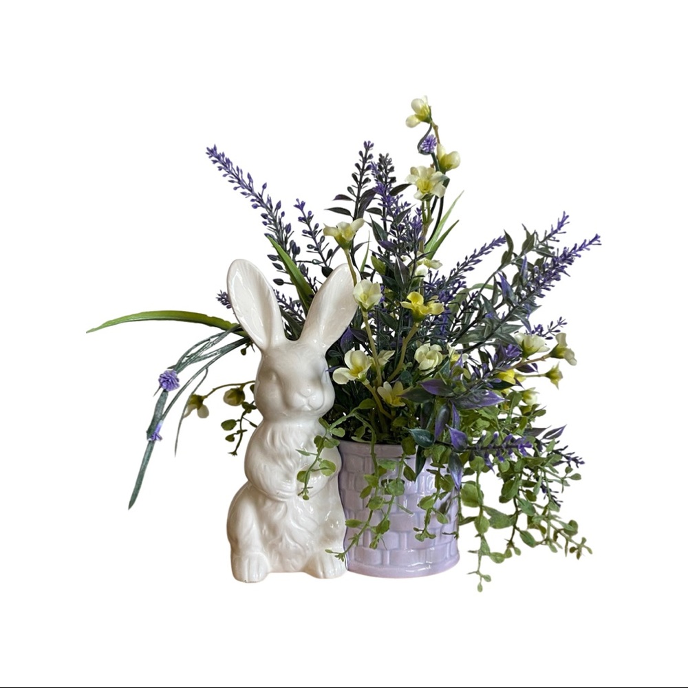 🌿SOLD🌿Small Easter Bunny Arrangement Ceramic Planter